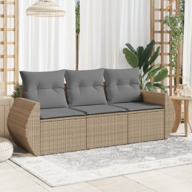 Gartensofagarnitur mit beigen Kissen, 3-teilig, aus PE-Rattan. von , Gartensets - Ref: Foro24-3253396, Preis: 236,41 €, Rabat...