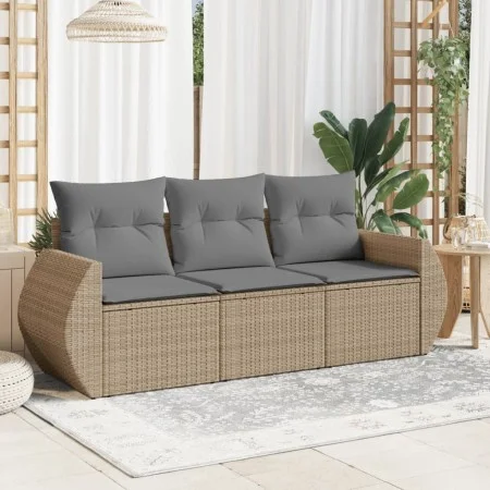 Juego de sofás de jardín con cojines beige 3 pzas ratán PE by , Garden sets - Ref: Foro24-3253396, Price: 232,90 €, Discount: %