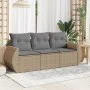 Juego de sofás de jardín con cojines beige 3 pzas ratán PE by , Garden sets - Ref: Foro24-3253396, Price: 232,90 €, Discount: %