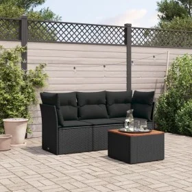 Juego de sofás jardín 4 pzas con cojines ratán sintético negro by , Garden sets - Ref: Foro24-3223465, Price: 241,52 €, Disco...