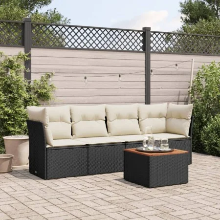 Gartenmöbel-Set, 5-teilig, mit schwarzen Polstern aus synthetischem Rattan. von , Gartensets - Ref: Foro24-3223473, Preis: 28...