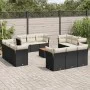 Gartensofa-Set und Kissen, 13-teilig, aus schwarzem Kunststoff-Rattan. von , Gartensets - Ref: Foro24-3223536, Preis: 845,22 ...