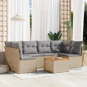 Gartensofagarnitur 7-teilig mit Kissen aus synthetischem Rattan in Beige. von , Gartensets - Ref: Foro24-3223560, Preis: 401,...