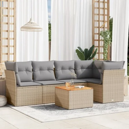Juego de sofás jardín con cojines 6 pzas ratán sintético beige by , Garden sets - Ref: Foro24-3223630, Price: 360,17 €, Disco...