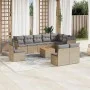 Gartensofa-Set 11-teilig mit beigen Polstern aus synthetischem Rattan von , Gartensets - Ref: Foro24-3223700, Preis: 629,19 €...