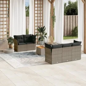 6-piece garden furniture set with gray synthetic rattan cushions by , Garden sets - Ref: Foro24-3223484, Price: 362,54 €, Dis...