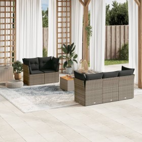 Set mit 6 Gartenmöbeln und Kissen synthetisches Rattangrau von , Gartensets - Ref: Foro24-3223484, Preis: 354,64 €, Rabatt: %