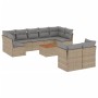 Gartensofa-Set mit 10-teiligen beigen Kissen aus synthetischem Rattan. von , Gartensets - Ref: Foro24-3223812, Preis: 552,95 ...