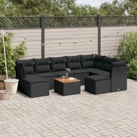 Gartensofa-Set, 10-teilig, mit schwarzen Kissen und synthetischem Rattan. von , Gartensets - Ref: Foro24-3223962, Preis: 579,...