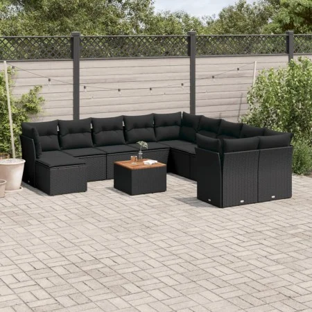 Set de sofás de jardín 12 piezas cojines ratán sintético negro by , Garden sets - Ref: Foro24-3223976, Price: 732,13 €, Disco...