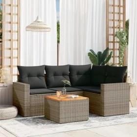 Gartensofa-Set mit 5-teiligen Kissen aus grauem synthetischem Rattan von , Gartensets - Ref: Foro24-3224107, Preis: 311,65 €,...