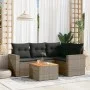 Gartensofa-Set mit 5-teiligen Kissen aus grauem synthetischem Rattan von , Gartensets - Ref: Foro24-3224107, Preis: 311,65 €,...