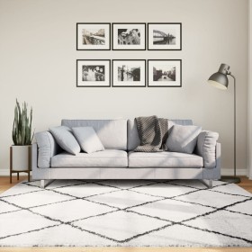 Alfombra de pelo largo moderna crema y negro 200x200 cm de , Alfombras - Ref: Foro24-375370, Precio: 69,39 €, Descuento: %