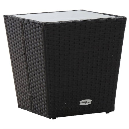 Mesa de centro ratán PE y vidrio templado negro 41,5x41,5x43 cm de vidaXL, Mesas de jardín - Ref: Foro24-46195, Precio: 63,88...