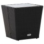 Mesa de centro ratán PE y vidrio templado negro 41,5x41,5x43 cm de vidaXL, Mesas de jardín - Ref: Foro24-46195, Precio: 63,88...