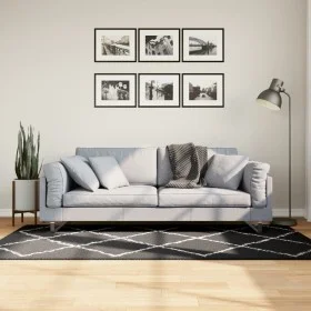 Alfombra de pelo largo moderna PAMPLONA negro y crema 100x200cm by , Rugs - Ref: Foro24-375408, Price: 36,32 €, Discount: %