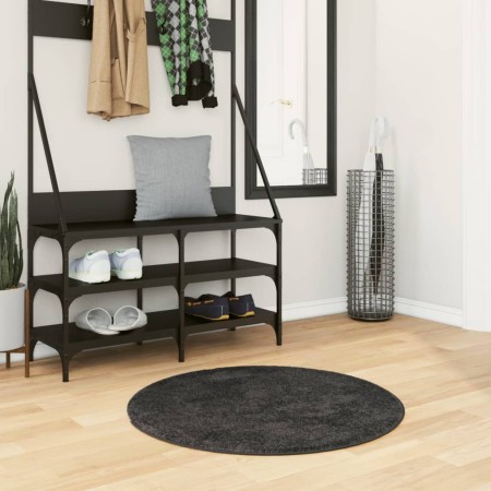Alfombra de pelo largo moderna gris antracita Ø 80 cm