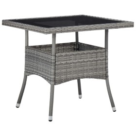 Mesa de comedor para jardín ratán sintético y vidrio gris de vidaXL, Mesas de jardín - Ref: Foro24-46178, Precio: 136,94 €, D...