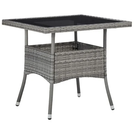 Mesa de comedor para jardín ratán sintético y vidrio gris de vidaXL, Mesas de jardín - Ref: Foro24-46178, Precio: 134,66 €, D...