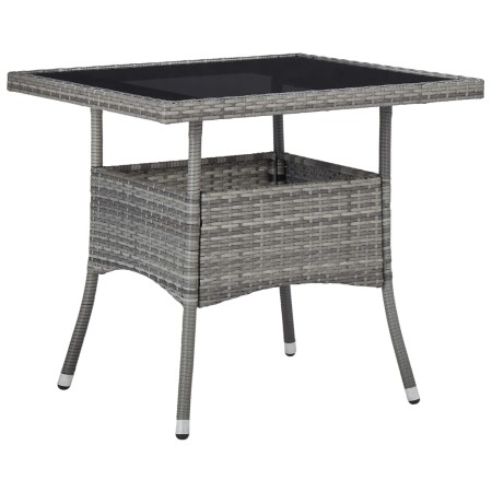 Mesa de comedor para jardín ratán sintético y vidrio gris de vidaXL, Mesas de jardín - Ref: Foro24-46178, Precio: 121,46 €, D...