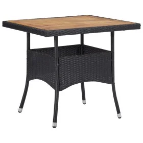 Garden dining table synthetic rattan black acacia wood by vidaXL, Garden tables - Ref: Foro24-46171, Price: 127,78 €, Discoun...