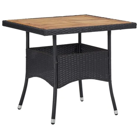 Garden dining table synthetic rattan black acacia wood by vidaXL, Garden tables - Ref: Foro24-46171, Price: 127,78 €, Discoun...