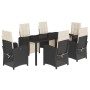 Set de comedor de jardín 7 pzas y cojines ratán sintético negro by , Garden sets - Ref: Foro24-3212454, Price: 979,13 €, Disc...