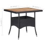 Garden dining table synthetic rattan black acacia wood by vidaXL, Garden tables - Ref: Foro24-46171, Price: 123,12 €, Discoun...