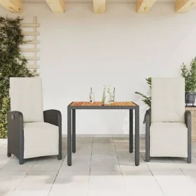 Mesita y sillas con cojines 3 piezas ratán sintético negro by , Garden sets - Ref: Foro24-3212468, Price: 414,20 €, Discount: %