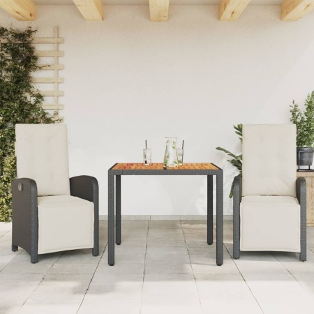 Mesita y sillas con cojines 3 piezas ratán sintético negro by , Garden sets - Ref: Foro24-3212468, Price: 406,51 €, Discount: %