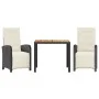 Mesita y sillas con cojines 3 piezas ratán sintético negro by , Garden sets - Ref: Foro24-3212468, Price: 414,20 €, Discount: %