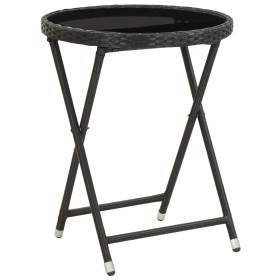 Mesa de centro ratán sintético y vidrio templado negro 60 cm de vidaXL, Mesas de jardín - Ref: Foro24-46203, Precio: 61,60 €,...