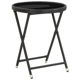 Synthetic rattan and black tempered glass coffee table, 60 cm by vidaXL, Garden tables - Ref: Foro24-46203, Price: 60,67 €, D...