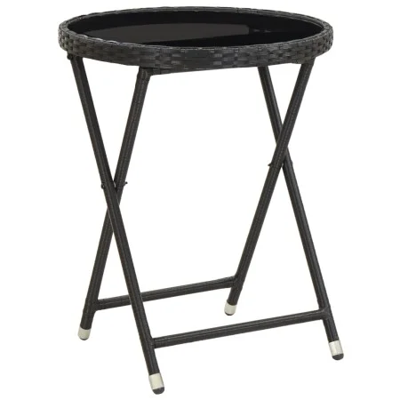 Synthetic rattan and black tempered glass coffee table, 60 cm by vidaXL, Garden tables - Ref: Foro24-46203, Price: 60,67 €, D...
