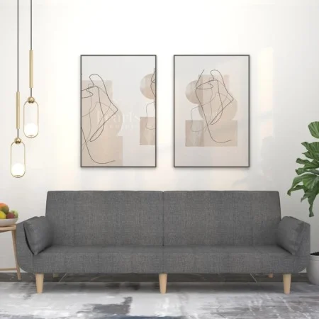 Sofá cama de 2 plazas con dos almohadas tela gris claro by , Sofas - Ref: Foro24-375869, Price: 285,57 €, Discount: %