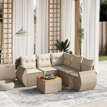 Juego de sofás jardín con cojines 6 pzas ratán sintético beige by , Garden sets - Ref: Foro24-3257332, Price: 451,98 €, Disco...