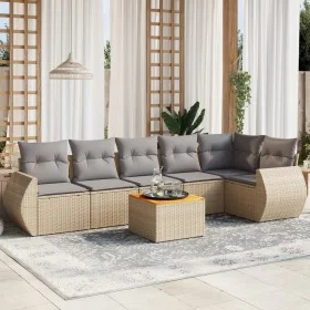 Set sofás de jardín 7 piezas y cojines ratán sintético beige de , Conjuntos de jardín - Ref: Foro24-3257347, Precio: 454,28 €...