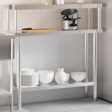 Mesa de trabajo para cocina con estante acero inox 110x30x120cm