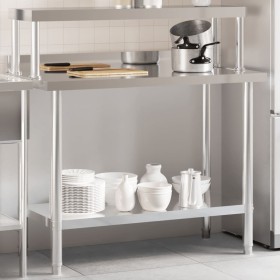 Mesa de trabajo para cocina con estante acero inox 110x55x120cm