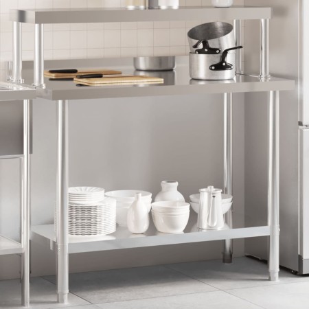 Mesa de trabajo para cocina con estante acero inox 110x55x120cm de , Restauración - Ref: Foro24-3208896, Precio: 244,29 €, De...