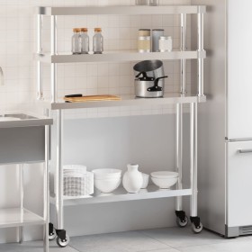 Mesa de trabajo para cocina con estante acero inox 110x30x150cm