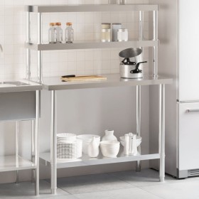 Mesa de trabajo para cocina con estante acero inox 110x55x150cm by , Restoration - Ref: Foro24-3208907, Price: 296,64 €, Disc...