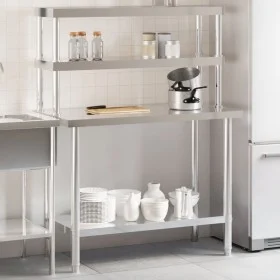 Mesa de trabajo para cocina con estante acero inox 110x55x150cm by , Restoration - Ref: Foro24-3208907, Price: 285,05 €, Disc...