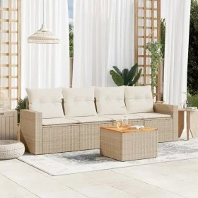 Gartensofa-Set mit 5-teiligen Kissen aus synthetischem Rattan in Beige. von , Gartensets - Ref: Foro24-3224000, Preis: 330,79...
