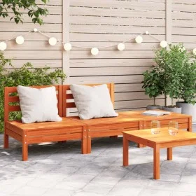 Dreisitziges Massivholz-Gartensofa aus Kiefer in brauner Wachsfarbe. von , Modulare Sofas für den Außenbereich - Ref: Foro24-...