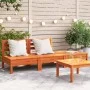 Dreisitziges Massivholz-Gartensofa aus Kiefer in brauner Wachsfarbe. von , Modulare Sofas für den Außenbereich - Ref: Foro24-...