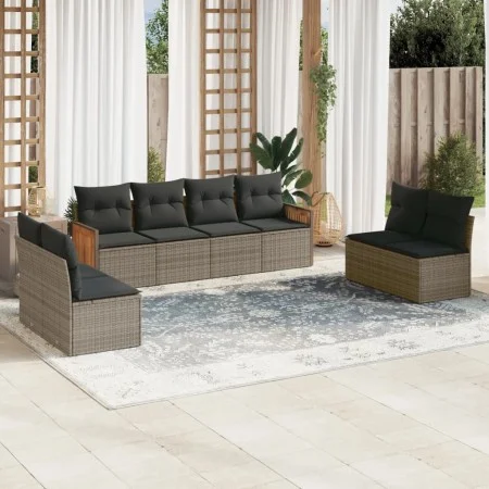 Gartensofagarnitur 8-teilig mit grauen Polstern aus synthetischem Rattan von , Gartensets - Ref: Foro24-3259974, Preis: 488,8...