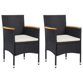 Sillas de comedor para jardín 2 unidades ratán sintético negro de vidaXL, Sillas de jardín - Ref: Foro24-46181, Precio: 124,9...