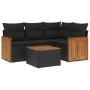 Set de muebles de jardín 5 pzas y cojines ratán sintético negro by , Garden sets - Ref: Foro24-3260018, Price: 332,97 €, Disc...
