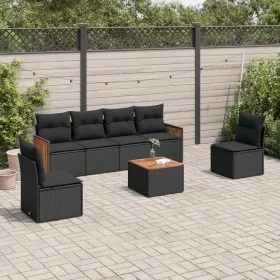Garten-Essgruppe 7-teilig mit schwarzen Polstern aus synthetischem Rattan von , Gartensets - Ref: Foro24-3259948, Preis: 407,...